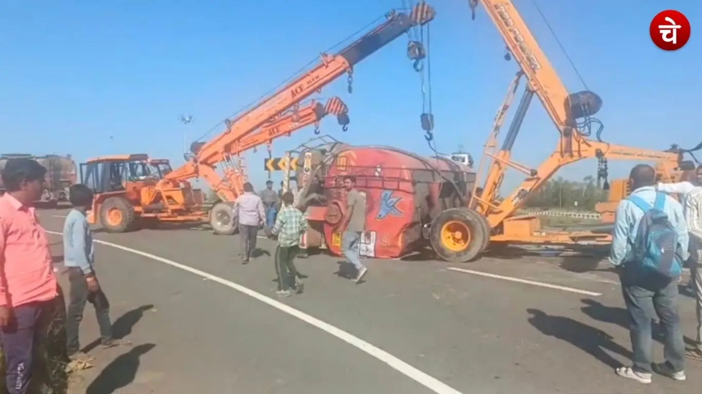 File photo of the scene in Bijnor following the death of a young man when a tanker overturned